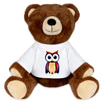 Owl with big curious eyes - MiniFeet® RecycelBär® Teddy Bear Brown - white - Front