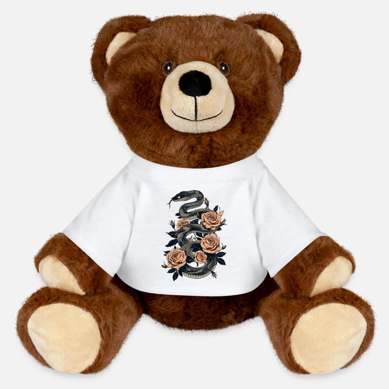 Serpent et Rose Dark Art Design - Nounours RecycelBär® marron - blanc