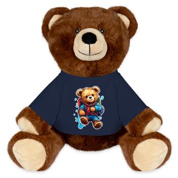 Teddybär / Kuscheltier / Stofftier / Geschenkidee - MiniFeet® RecycelBär® Braun - French Navy - Vorne