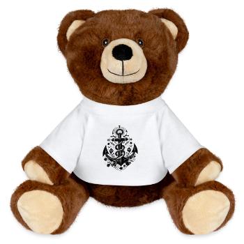 Anchor Black curved - MiniFeet® RecycelBär® Teddy Bear Brown - white - Front