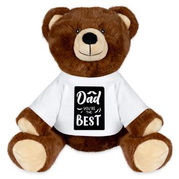 Dad you're the best - MiniFeet® RecycelBär® Teddy Bear Brown - white - Front
