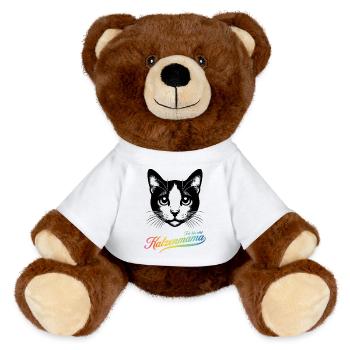 Katzenmama, Katze, bunt - MiniFeet® RecycelBär® Braun - Weiß - Vorne