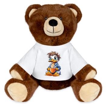 Canard du matin avec café - Nounours RecycelBär® marron - blanc - Devant