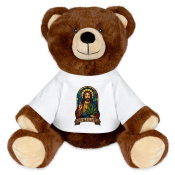 God Bless Weed - Nounours RecycelBär® marron - blanc - Devant