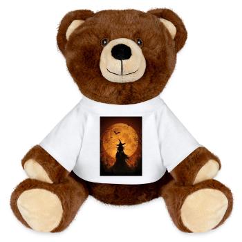 Witch under the Harvest Moon - MiniFeet® RecycelBär® Teddy Bear Brown - white - Front