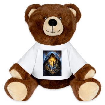 Hooded Inferno Forest - MiniFeet® RecycelBär® Teddy Bear Brown - white - Front