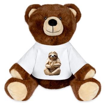 Polygon-Sloth Kuschel-Design - MiniFeet® RecycelBär® Braun - Weiß - Vorne