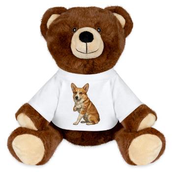 Tatouage du cœur de papa amoureux corgi - Nounours RecycelBär® marron - blanc - Devant