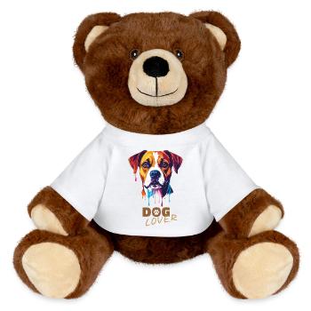 Hundeliebhaber / Dog lover - MiniFeet® RecycelBär® Braun - Weiß - Vorne