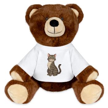 Chat tigré cartoon adorable - Nounours RecycelBär® marron - blanc - Devant