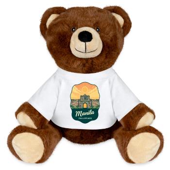Manila Intramuros Retro Sunset Travel Badge - MiniFeet® RecycelBär® Teddy Bear Brown - white - Front