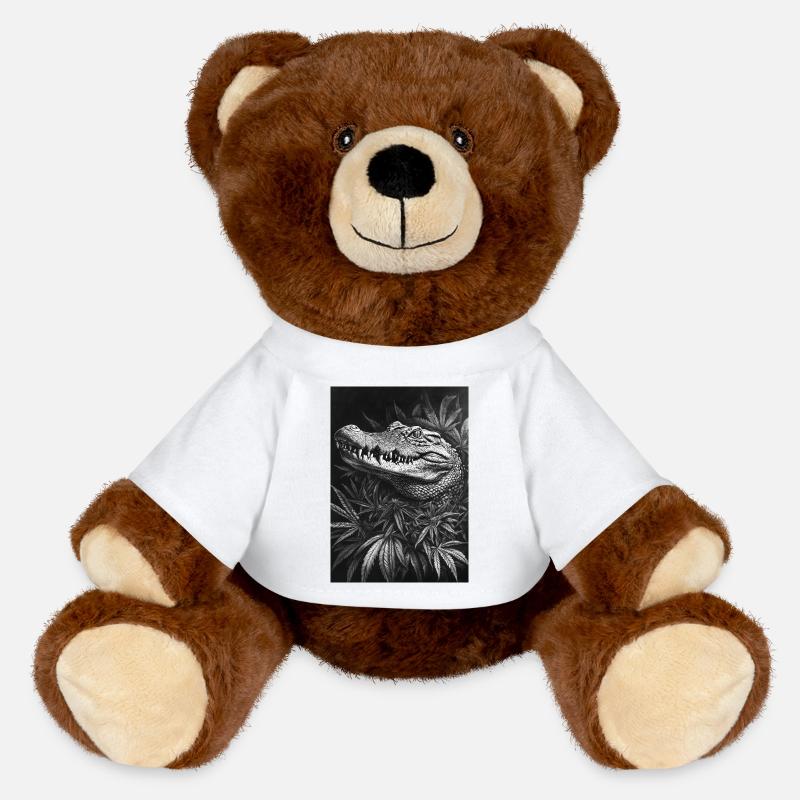 Crocodile dans la forêt de feuilles de chanvre - Nounours RecycelBär® marron - blanc
