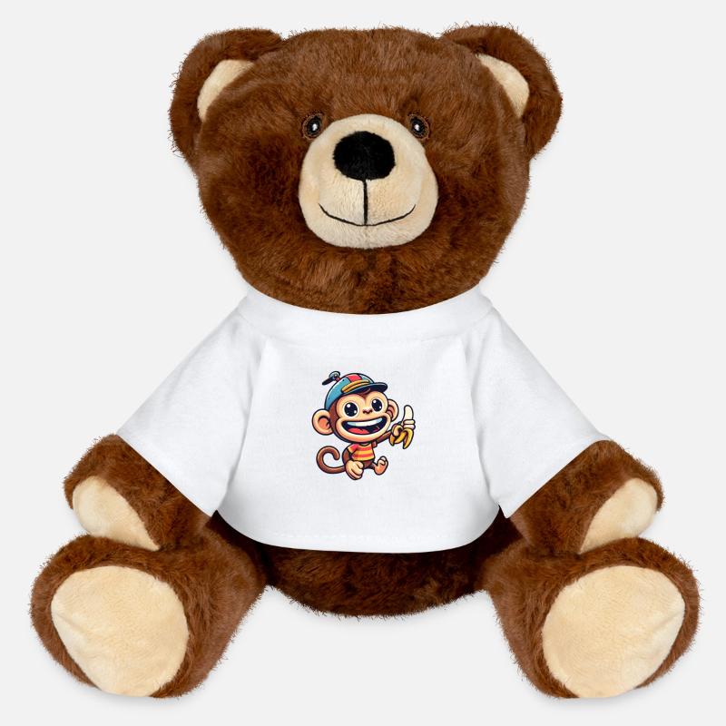 Cartoon Monkey 2 - MiniFeet® RecycelBär® Teddy Bear Brown - white