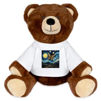 Moth, Van Gogh, Starry Night, Animal - MiniFeet® RecycelBär® Teddy Bear Brown - white - Front