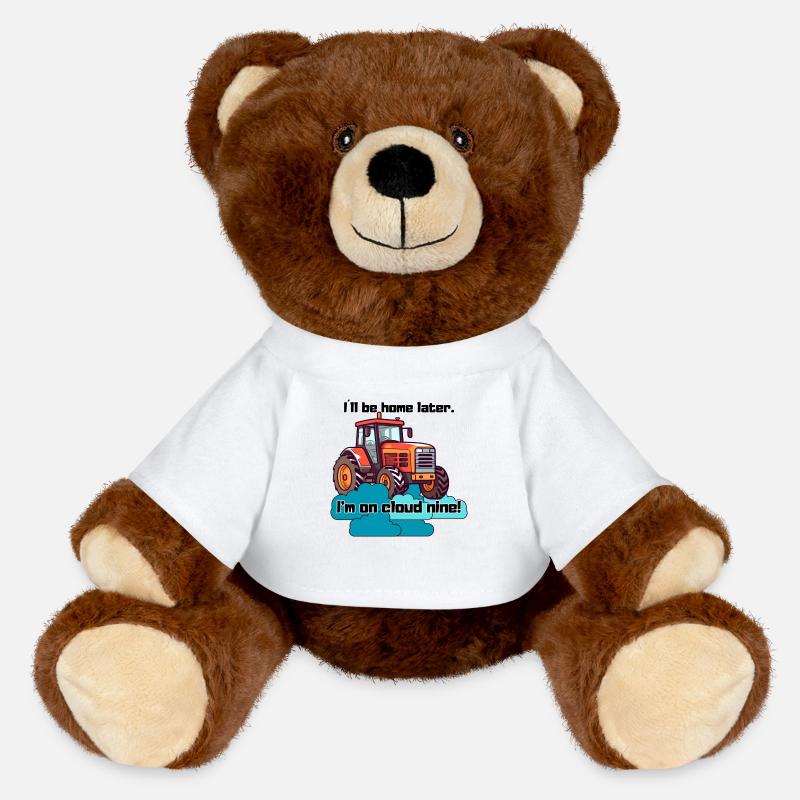 Tractor on Cloud Nine - MiniFeet® RecycelBär® Teddy Bear Brown - white