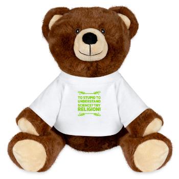 Religion vs Science - Nounours RecycelBär® marron - blanc - Devant