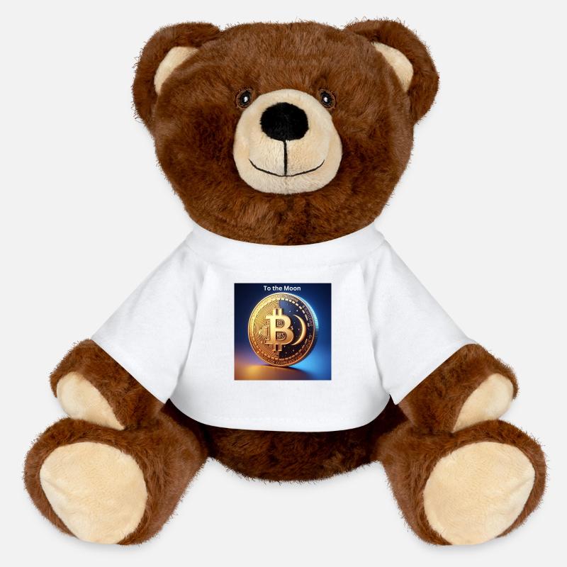 Bitcoin vers la Lune - Nounours RecycelBär® marron - blanc