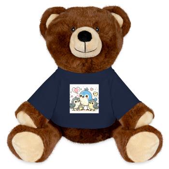 Süße Vogelfamilie - MiniFeet® RecycelBär® Braun - French Navy - Vorne