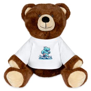 Hippopotame de compétition de natation - Nounours RecycelBär® marron - blanc - Devant