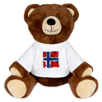 Norway Norway Flag Scandinavia Norden Tor Viking - MiniFeet® RecycelBär® Teddy Bear Brown - white - Front