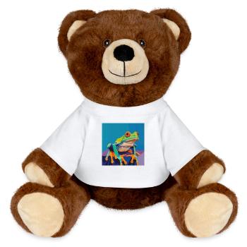 Frog, Colorful, Animal - MiniFeet® RecycelBär® Teddy Bear Brown - white - Front