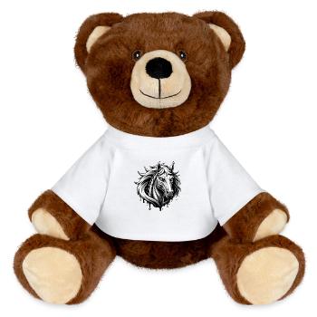 horse black and withe - MiniFeet® RecycelBär® Teddy Bear Brown - white - Front