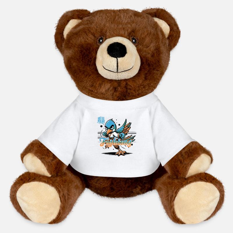 Oiseau combattant - Nounours RecycelBär® marron - blanc