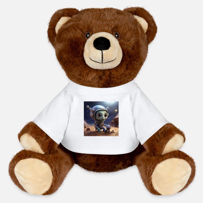 Funny Alien - MiniFeet® RecycelBär® Teddy Bear Brown - white