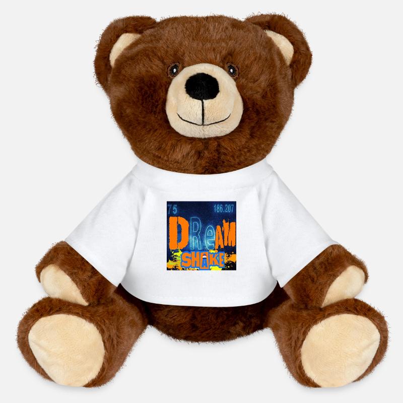 "DREAM SHAKE" design - MiniFeet® RecycelBär® Teddy Bear Brown - white