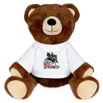 Palestinian Lives Matter - MiniFeet® RecycelBär® Teddy Bear Brown - white - Front
