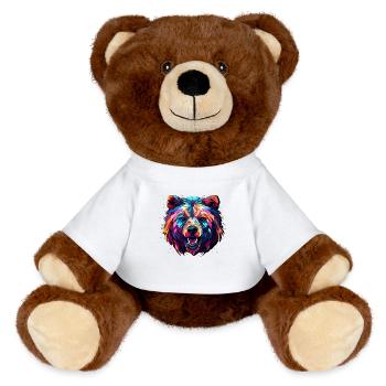 Conception abstraite de l’ours - Impression d’ours - Nounours RecycelBär® marron - blanc - Devant