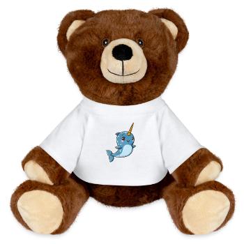 Narval ludique avec corne de licorne - Nounours RecycelBär® marron - blanc - Devant