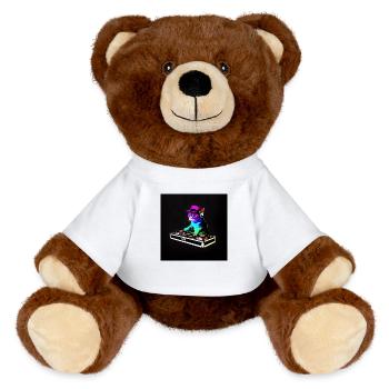 DJ Chat Scratch - MiniFeet® RecycelBär® Teddy Bear Brown - white - Front
