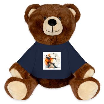 Aquarell-Bogenschütze - MiniFeet® RecycelBär® Braun - French Navy - Vorne
