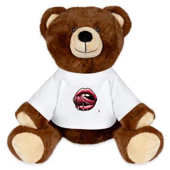 Langue en Mouvement - Bouche Expressive - Nounours RecycelBär® marron - blanc - Devant