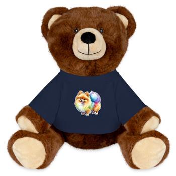 Pomeranian Zwergspitz Wasserfarben - MiniFeet® RecycelBär® Braun - French Navy - Vorne