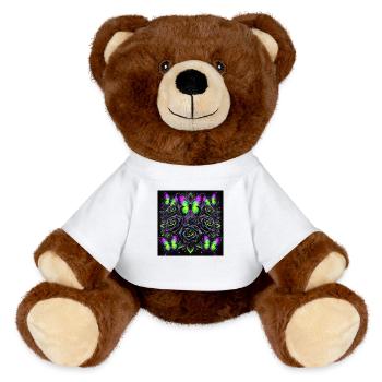 Neon Gothic Butterfly Art - MiniFeet® RecycelBär® Teddy Bear Brown - white - Front