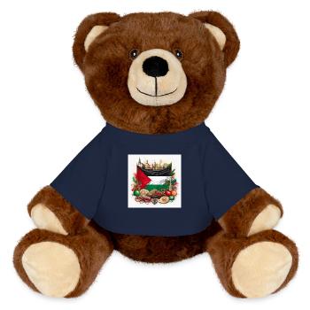 Palestinian Heritage Flag Art - MiniFeet® RecycelBär® Teddy Bear Brown - french navy - Front