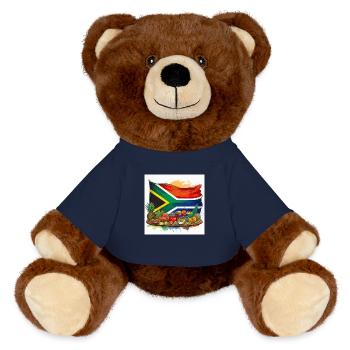 South African Flag with Traditional Foods - MiniFeet® RecycelBär® Teddy Bear Brown - french navy - Front