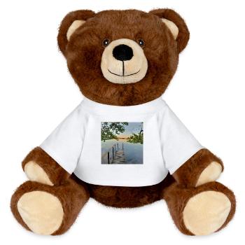 Lake view cottage from pier - MiniFeet® RecycelBär® Teddy Bear Brown - white - Front