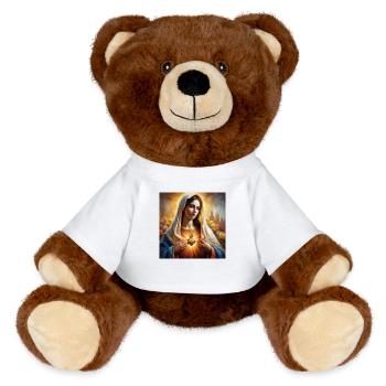 Stechpalme Maria Maria Madonna Mariana Jungfrau Maria Heilig - MiniFeet® RecycelBär® Braun - Weiß - Vorne