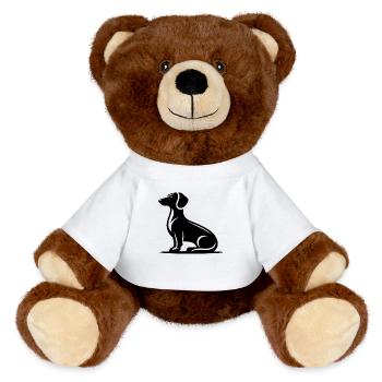 Simple Dog Motif Hunting Dog Silhouette - MiniFeet® RecycelBär® Teddy Bear Brown - white - Front