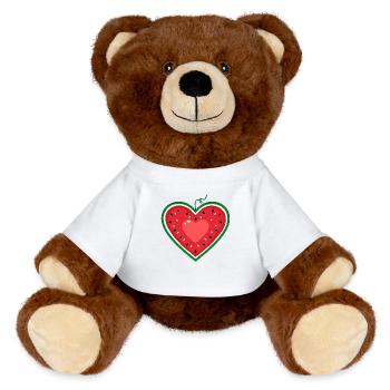 Watermelon design as a heart - MiniFeet® RecycelBär® Teddy Bear Brown - white - Front
