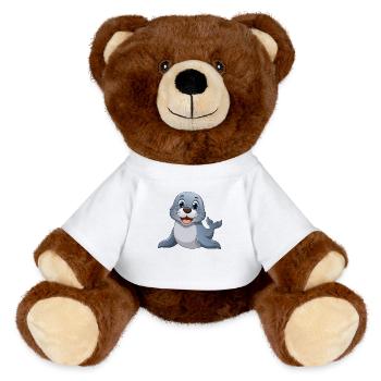 Robbchen – Der süße Blickfang! - MiniFeet® RecycelBär® Braun - Weiß - Vorne