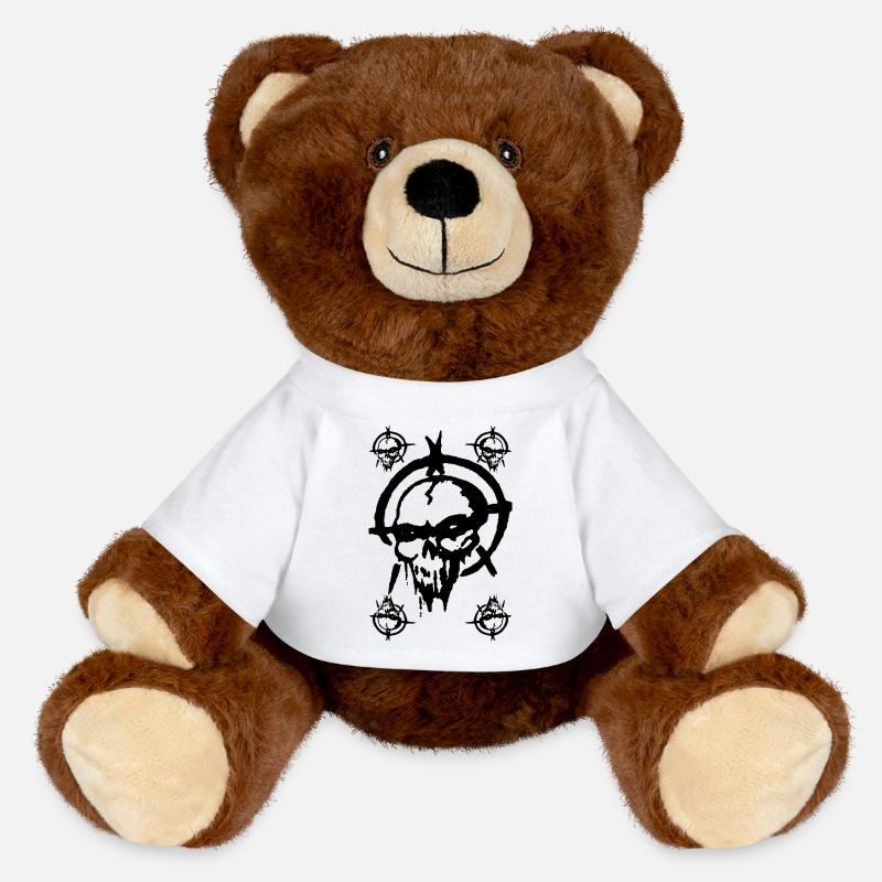 Skull - MiniFeet® RecycelBär® Teddy Bear Brown - white