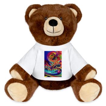 Art abstrait - Nounours RecycelBär® marron - blanc - Devant
