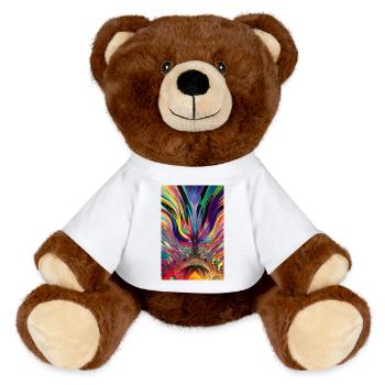 Abstrakte Kunst - MiniFeet® RecycelBär® Braun - Weiß - Vorne