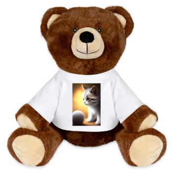 Petit bébé chat mignon - Nounours RecycelBär® marron - blanc - Devant