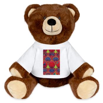 Retro Pattern - MiniFeet® RecycelBär® Teddy Bear Brown - white - Front