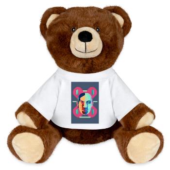 Fragmented Neon Portrait - MiniFeet® RecycelBär® Teddy Bear Brown - white - Front